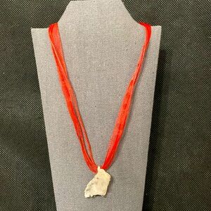 Vtg Madagascar Genuine Clear Qtz Crystal pendant inlaid in 925 Silver necklace